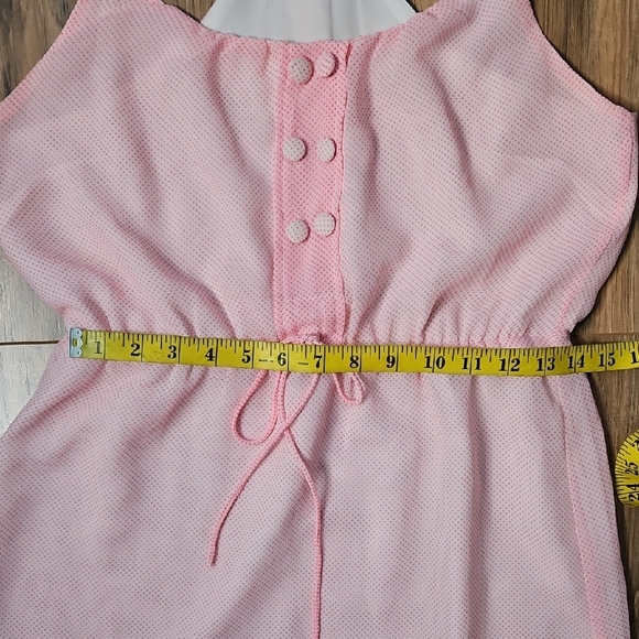 Roxy Pink & White Sleeveless Faux Retro Button-Front Dress L - Picture 10 of 14